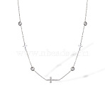 Religion 304 Stainless Steel Pave Clear Cubic Zirconia Cross Link Chain Necklaces for Women, Stainless Steel Color, 17.72 inch(45cm)(WGE3C6C-02)