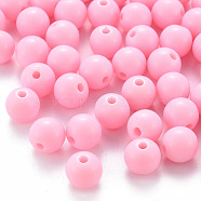 Opaque Acrylic Beads, Round, Pearl Pink, 8x7mm, Hole: 2mm(X-MACR-S370-C8mm-A01)