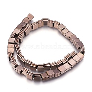 Electroplate Non-magnetic Synthetic Hematite Bead Strands, Polished, Grooved, Square, Coffee Plated, 8x8x5mm, Hole: 1.5mm, about 54pcs/strand, 16.7 inch(42.5cm)(G-I208-13-C)
