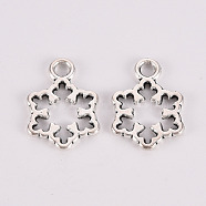 Tibetan Style Alloy Pendants, Lead Free & Cadmium Free, Flower, Antique Silver, 16x11x1mm, Hole: 2mm, about 1000cs/500g(TIBE-N010-62AS-RS)