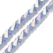 Electroplated Glass Beads Strands, Half Rainbow Plated, Faceted Twist Rectangle, Cornflower Blue, 10x8x5mm, Hole: 1.2mm, about 50pcs/strand, 21.26''(54cm)(GLAA-G092-A-05)