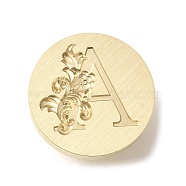 Wax Seal Brass Stamp Heads, Flower Letter Series, Golden, Letter A, 25.5x14mm, Hole: 7mm(AJEW-D301-02G-A)