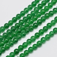 Natural & Dyed Malaysia Jade Bead Strands, Round, Green, 4mm, Hole: 0.8mm, about 92pcs/strand, 15 inch(X-G-A146-4mm-A06)