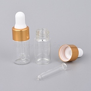 Empty Glass Dropper Bottles, for Essential Oils Aromatherapy Lab Chemicals, Clear, 48x16mm, Capacity: 3ml(MRMJ-WH0056-78B)