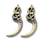 Tibetan Style Brass Pendants, Cadmium Free & Lead Free, Moon, Antique Bronze, 46.5x21.5x5mm, Hole: 2.2mm(KK-M284-18AB)