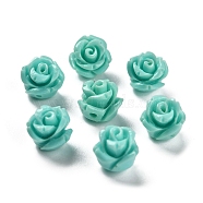 Synthetic Coral Carved Beads, Dyed, Flower, Turquoise, 8.5x8.5x8mm, Hole: 1.2mm(CORA-H003-01B-02)