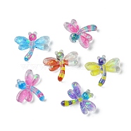 Translucent Resin Cabochons, Dragonfly with Paillette, Mixed Color, 11x12x2mm(RESI-E039-22)