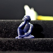 Natural Blue Aventurine Carved Healing Thinker Figurines, Reiki Energy Stone Display Decorations, 28x40mm(PW-WG76476-06)