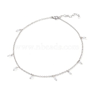 Pendant Necklaces, with Faceted Glass Beads, 304 Stainless Steel Cable Chains, Lobster Claw Clasps and Heart Link Chains, Bicone, Clear AB, 14.29 inch(36.3cm)(NJEW-JN02605-01)