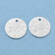 Brass Charms, Flat Round, 925 Sterling Silver Plated, 12x1mm, Hole: 1.4mm(KK-Y003-06G-S)