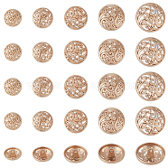 25Pcs 5 Styles 1-Hole Retro Zinc Alloy Shank Buttons, Hollow, Garment Decoration, Coffee, 15~25x9~12.5mm, Hole: 2.2~2.8mm, 5pcs/style(BUTT-OC0001-57C)