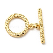 Brass  Toggle Clasps, Real 18K Gold Plated, 20mm long, rod: 4x18x2mm, ring: 14x12x2mm, hole: 1.2mm(KK-Q809-32G)