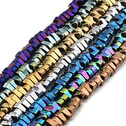 Electroplated Synthetic Non-Magnetic Hematite Beads Strands, Egg Shape, Mixed Color, 6x4x3mm, Hole: 1.2mm, about 147pcs/strand, 15.94''(40.5cm)(G-E606-B01)