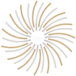 40Pcs 2 Colors Brass Tube Beads, Long-Lasting Plated, Curved Beads, Tube, Golden & Silver, 30x2mm, Hole: 1.5mm(KK-CN0002-91)