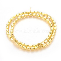 Electroplated Non-magnetic Synthetic Hematite Beads Strands, Long-Lasting Plated, Faceted Column, Golden Plated, 6x4mm, Hole: 0.5mm, about 68pcs/strand, 16.14 inch(41cm)(G-P423-10G)