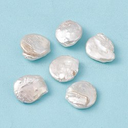 Baroque Natural Keshi Pearl Beads, Flat Round, Seashell Color, 24~27.5x21~22x6~7mm, Hole: 0.7mm(PEAR-N020-L24)