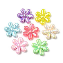 Acrylic Beads, AB Color Plated, Flower, Mixed Color, 23x21x5mm, Hole: 2mm, 458pcs/500g(OACR-K001-02)