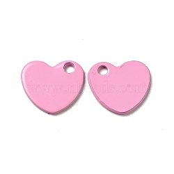 Spray Painted 201 Stainless Steel Charms, Heart Charm, Pearl Pink, 10x9x1mm, Hole: 1.4mm(STAS-G304-25A)
