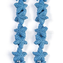 Synthetic Coral Dyed Carved Beads Strands, Starfish, Cornflower Blue, 10~11x10x5.5mm, Hole: 0.8mm, about 31pcs/strand, 10.04''(25.5cm)(CORA-K009-06A-07)