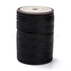 Round Waxed Polyester Thread String, Micro Macrame Cord, Twisted Cord, for Leather Sewing Stitching, Black, 0.55mm, about 131.23 yards(120m)/roll(YC-D004-02C-000A)