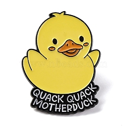 Cartoon Duck Quack Quack Mother Duck Enamel Pins, Black Alloy Badge for Backpack Clothes, Yellow, 30x23mm(JEWB-F033-01C)