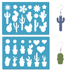 Acrylic Earring Handwork Template, Card Leather Cutting Stencils, Deep Sky Blue, Cactus Pattern, 130x90x2mm, 2pcs/set(DIY-WH0359-035)