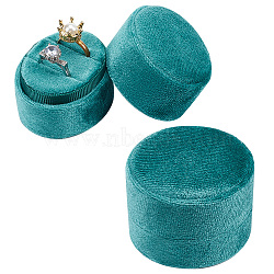 Velvet Cover Plastic Couple Ring Box, Wedding Ring Gift Case, Oval, Dark Slate Gray, 5.65x5.4x4.6cm(VBOX-WH0005-05B)