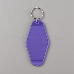 Plastic Blank Motel Keychain, Sublimation Key Chain, with Iron Key Rings, Rhombus, Medium Slate Blue, 11.5cm(KEYC-WH0034-29E)