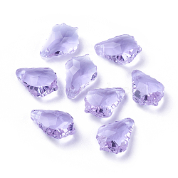 Faceted Glass Pendants, Leaf, Medium Purple, 16x11x6mm, Hole: 1.5mm(GLAA-F068-C29-01)