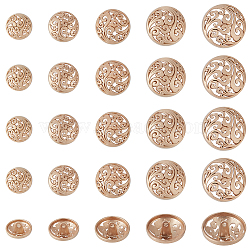 25Pcs 5 Styles 1-Hole Retro Zinc Alloy Shank Buttons, Hollow, Garment Decoration, Coffee, 15~25x9~12.5mm, Hole: 2.2~2.8mm, 5pcs/style(BUTT-OC0001-57C)