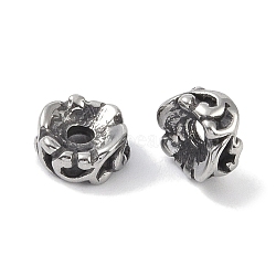 316 Surgical Stainless Steel Beads, Flower, Antique Silver, 8x3.5mm, Hole: 1.8mm(STAS-P362-32AS)