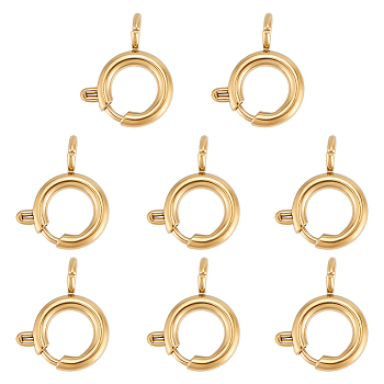 8Pcs Ion Plating(IP) 304 Stainless Steel Spring Ring Clasps, Golden, 12x8x1.5mm, Hole: 2mm