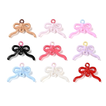 Alloy Enamel Pendants, Bowknot Charms, Mixed Color, 14x20.5x4.5mm, Hole: 1.2mm/1.5mm