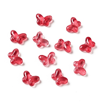 Transparent Glass Beads, Butterfly, Red, 10x14.5x4.5mm, Hole: 1mm