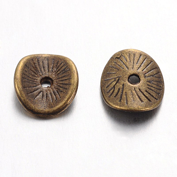 Tibetan Style Wavy Spacer Beads, Cadmium Free & Nickel Free & Lead Free, Arched Disc, Antique Bronze, 9x1mm, Hole: 1mm