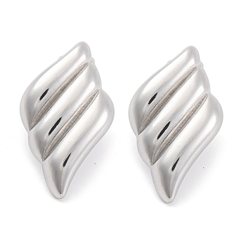 Non-Tarnish 304 Stainless Steel Earring, Rhombus, Stainless Steel Color, 27x16mm