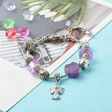 Heart Angel Clover Flowers European Bracelet for Teen Girl Women(BJEW-JB06849-05)-2