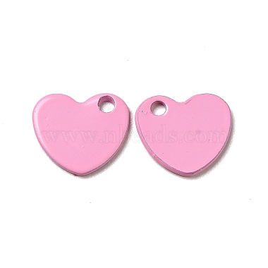 Pearl Pink Heart 201 Stainless Steel Charms