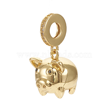 24mm Clear Pig Brass+Cubic Zirconia Dangle Beads