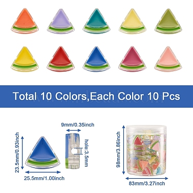 Craftdady 100Pcs 10 Colors Transparent Enamel Acrylic Beads(TACR-CD0001-10)-3