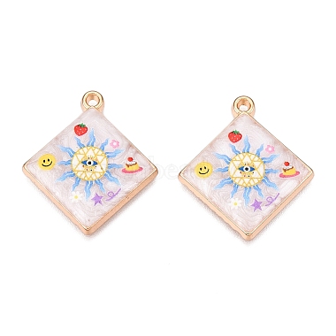 Printed Rack Plating Alloy Enamel Pendants(ENAM-T020-05F)-3