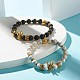 Electroplated Natural Lava Rock & Synthetic Howlite Beads Stretch Bracelets Set for Girl Women(X1-BJEW-JB06924)-4