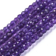 Natural Amethyst Beads Strands, Faceted, Rondelle, 3.5~4x2.8~3mm, Hole: 0.6mm, about 139pcs/strand, 15.35 inch(39cm)(G-E560-Q03)