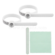 Plastic Ring Sizer, Japanese Version Finger Measure Standards, Gauge Finger Measuring Belt for Men and Womens Sizes, with Double-sided Sponge Polish Strip File and Silver Polishing Cloth, Mixed Color, 11.3x0.8x0.55cm, 2pcs(TOOL-SZ0001-09)