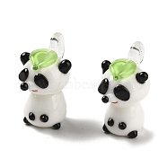 Handmade Lampwork Pendants, Panda Charms, White, 25x15~17mm, Hole: 3~4mm(LAMP-A002-B03)
