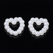 ABS Plastic Imitation Pearl Linking Rings, Heart, Creamy White, 11.5x11.5~12x3mm(OACR-S020-04)