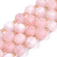 Natural Dolomite Beads Strands, Faceted, Dyed, Round, Pink, 10.5x9.5mm, Hole: 1.2mm, about 31pcs/strand, 15.04 inch~15.35 inch(38.2cm~39cm)(G-T131-85B-09)