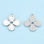 925 Sterling Silver Charms, Flower, Silver, 14x12x1.5mm, Hole: 1mm(STER-T006-08)