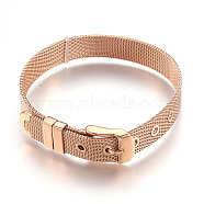 304 Stainless Steel Watch Bands, Watch Belt Fit Slide Charms, Rose Gold Plated, 8-1/2 inch(21.5cm), 10mm(X-WACH-P015-02RG)