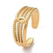 Ion Plating(IP) 304 Stainless Steel Hollow Multi Line Open Cuff Rings, Golden, Inner Diameter: 18.2mm(RJEW-D006-02G)